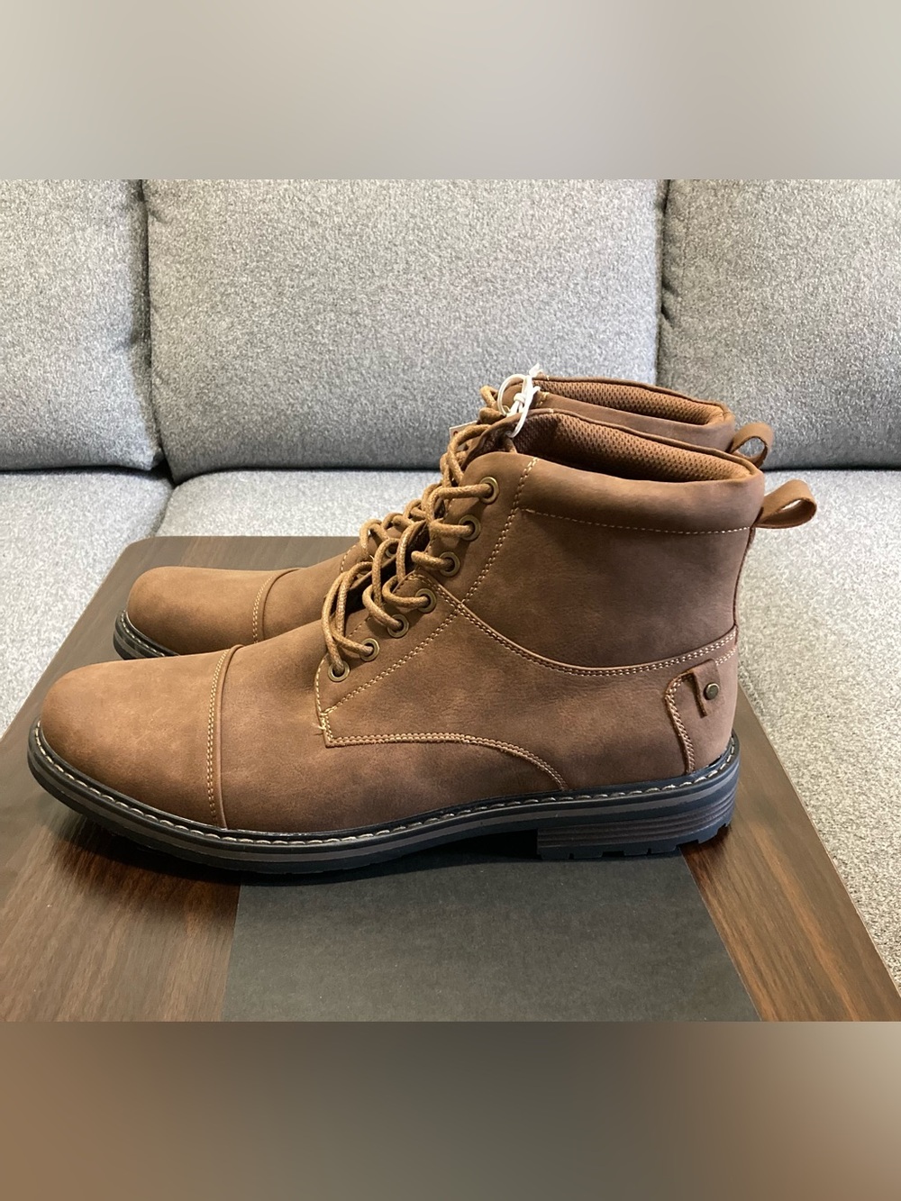 Perry Ellis Tan Lace-Up Casual Boots